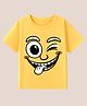 BLUSHES 100% Cotton Knit Half Sleeves Funny Face Printed Tee - Yellow
