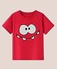BLUSHES 100% Cotton Knit Half Sleeves Funny Face Printed Tee - Red