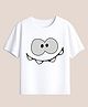 BLUSHES 100% Cotton Knit Half Sleeves Funny Face Printed Tee - White