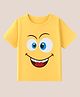 BLUSHES 100% Cotton Knit Half Sleeves Funny Face Printed Tee - Yellow