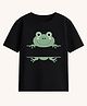 BLUSHES 100% Cotton Knit Half Sleeves Frog Printed Tee - Black