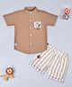 CRUNCHY NACHOS Boys Cotton Half Sleeves Abstract Patch Detailed Shirt & Shorts Set - Rust Orange