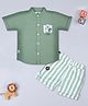 CRUNCHY NACHOS Boys Cotton Half Sleeves Abstract Patch Detailed Shirt & Shorts Set - Olive Green