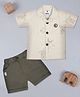 CRUNCHY NACHOS Knitted Knit Half Sleeves Abstract Printed Shirt & Shorts Set - Cream