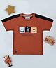 Tacos Knitted Knit Half Sleeves Emoticons Printed Tee - Rust Orange