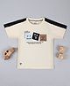 Tacos Knitted Knit Half Sleeves Emoticons Printed Tee - Cream