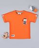Tacos Knitted Knit Half Sleeves Abstract Patch Detailed Tee - Orange