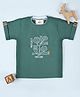 Tacos Knitted Knit Half Sleeves Reflect Nature Text Embroidered Tee - Green