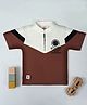 Tacos Knitted Knit Half Sleeves Metal Applique Detailed Tee - Brown