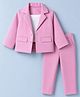 Babyhug Knit Full Sleeves Solid Top & Pant Set With Blazer - Pink