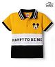 Babyhug Disney Single Jersey Knit Half Sleeves Colour Block Polo T-Shirt with Mickey Mouse Graphics - Yellow White & Black