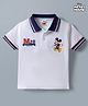 Babyhug Disney 100% Cotton Knit Half Sleeves Polo T-Shirt Wit Mickey Mouse Graphic - White