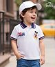Babyhug Disney 100% Cotton Knit Half Sleeves Polo T-Shirt Wit Mickey Mouse Graphic - White