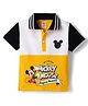 Babyhug Disney Cotton Knit Half Sleeves Polo T-Shirt with Mickey Mouse Print - Yellow