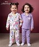 Babyhug Disney Single Jersey Knit Full Sleeves Co-Ords Shirt & Pyjama Night Suit with Polka Dots & Marie Graphics Pack of 2 - Lilac & White