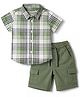 Babyhug 100% Cotton Woven Half Sleeves Shirt and Shorts with Checks - Green