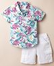 Babyhug 100% Cotton Woven Half Sleeves Floral Printed Shirt & Shorts Set - White