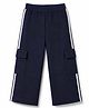 Pine Kids Knit Full Length Solid Lounge Pant With Tape Detailing & Cargo Pockets  - Navy Blue