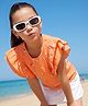 Pine Kids Cotton Knit Half Sleeves Top with Floral Print - Coral