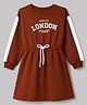 Pine Kids Cotton Knit Full Sleeves Sweatshirt Winter Frock with Text Print -Brown
