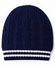 Pine Kids Knit Solid Cap With Cable Knit Design in Navy Blue - Diameter 17 cm