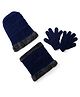 Pine Kids Knit Solid Woollen Caps and Set in Navy Blue - Diameter 21 cm