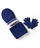 Pine Kids Knit Solid Woollen Caps and Set in Navy Blue - Diameter 16.5 cm