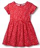 Pine Kids Cotton Knit Half Sleeves Floral Printed Dress -Red