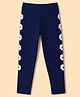 Pine Kids Cotton Knit Full Length Legging With Floral Print - Navy Blue