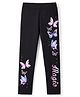 Pine Kids Cotton Lycra Knit Full Length Butterfly Printed Leggings - Black