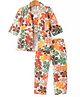 Enfance Cotton Knit Full Sleeves Floral Printed Co-Ordinating Jacket Top & Pant Set - Yellow