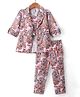 Enfance Cotton Knit Full Sleeves Paisley Printed Co-Ordinating Jacket Top & Pant Set - Pink