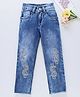 Enfance Denim Shaded Beaded Ripped Full Length Jeans with Stone Embellishment - Blue