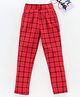 Enfance Lycra Full Length Checkered Jeggings - Red