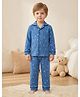 Rikidoos Woven Full Sleeves Star Printed Co-Ords Shirt & Pyjama Night Suit - Blue