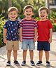 Rikidoos Embosis Hosiery Woven Half Sleeves Solid Striped & Ice Cream Printed T-Shirt Pack of 3 - Red & Navy
