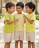 Rikidoos Embosis Hosiery Woven Half Sleeves Solid Striped &  Printed T-Shirt Pack of 3 - Yellow