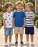 Rikidoos Embosis Hosiery Woven Half Sleeves Solid Striped & Star Printed T-Shirt Pack of 3 - White