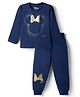 Babyhug Disney Single Jersey Knit Full Sleeves T-Shirt & Pyjama Night Suit with Minnie Mouse Graphics - Navy Blue