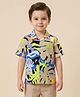 Rikidoos Cotton Woven Half Sleeves Tropical Theme Printed Shirt - Beige