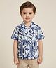 Rikidoos Cotton Woven Half Sleeves Tropical Theme Printed Shirt - Blue