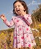 Babyhug Disney Single Jersey Knit Frock with Full Sleeves and Marie Graphic - Light Pink