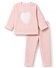 Babyhug Fur Woven Full Length Winter Wear Suit With Heart Patch - Pink