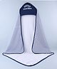 Doodle Poodle 100% Cotton Interlock Knit Striped Hooded Text Printed Bath Towel t L 83 x B 82 cm - Navy Blue