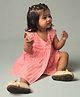 Cuddly Cubs Cotton Woven Sleeveless Striped Dress - Pink