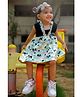 Cuddly Cubs Cotton Woven Sleeveless Elephant Printed Frill Detailed Dress - Multi Colour