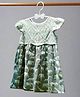 Cuddly cubs Cotton Woven Cap Sleeves Animal & Abstract Printed Dress - Green