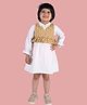Cuddly Cubs Cotton Woven Full Sleeves Hearts Printed Dress - White
