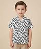 Rikidoos Cotton Woven Half Sleeves Abstract Printed Shirt - White