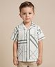 Rikidoos Cotton Woven Half Sleeves Abstract Printed Shirt - White